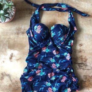 Victoria secret swim Navy Coral floral 34B